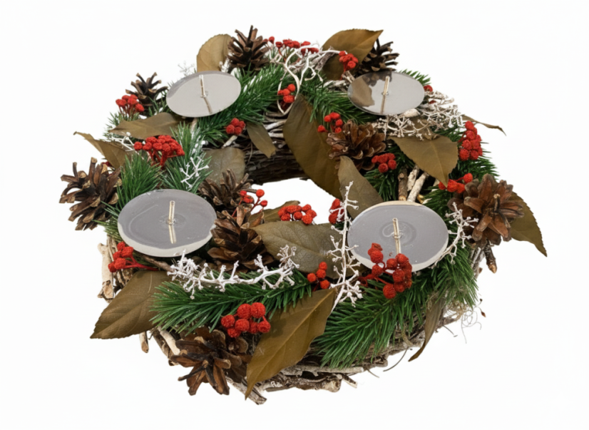 Adventní Věnec Zimní Les - Svíčky: Se svíčkami