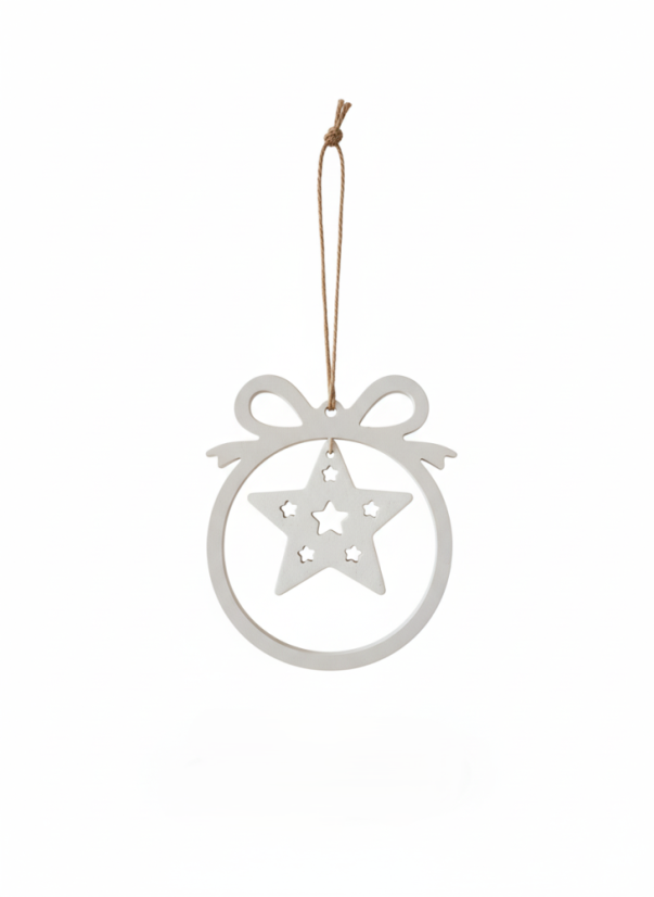 Závěsná ozdoba – Vánoční koule s motivem (Strom/Hvězda)