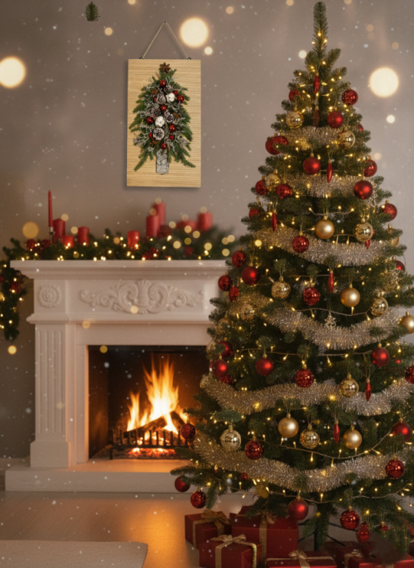 Dřevěný vánoční stromeček na zavěšení