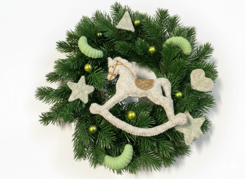 Vánoční závěsný věnec Retro Koník