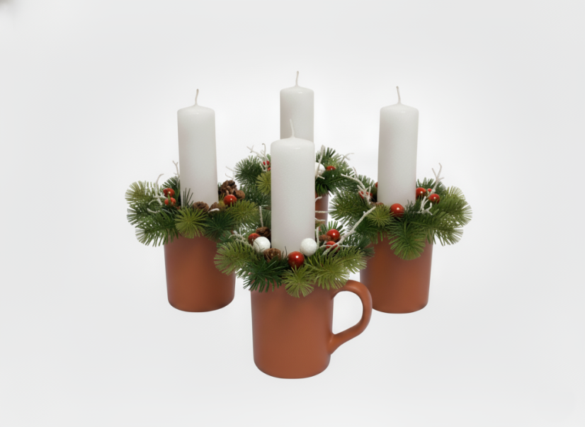 Adventní svícen z hrnečků