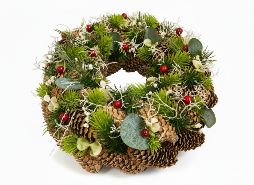 Věnec Šiškový Poklad s Eukalyptem a Bobulemi