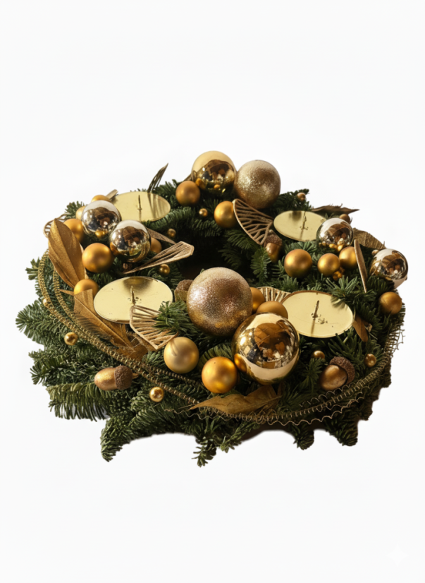 Adventní věnec Luxusní elegance - Svíčky: Bez svíček