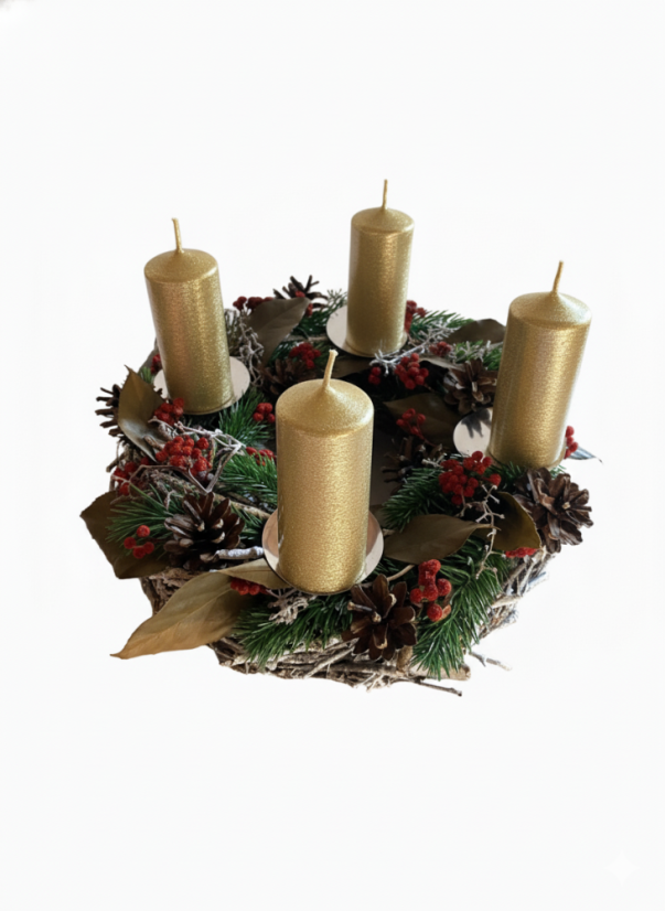 Adventní Věnec Zimní Les - Svíčky: Se svíčkami