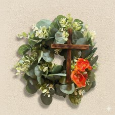 Věnec eukalyptus s dřevěným křížem